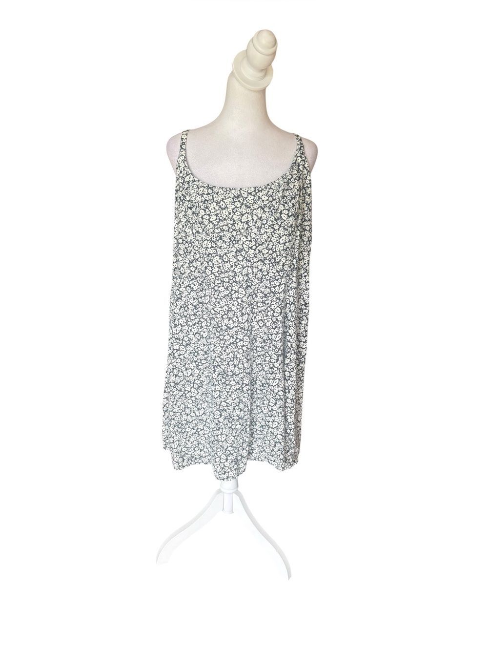 Old Navy Fit Flare Cami Mini Dress Linen Blend Blue Ditsy Floral Womens XL